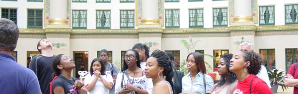 students visiting West Baden Hotel